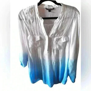 Zac and Rachel woman 0 X‎ blue and white ombré gauze top pintuck details.VGUC